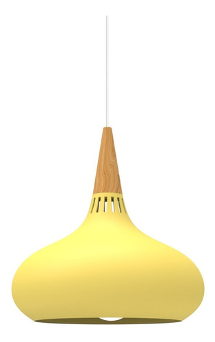 Lampara De Techo Colgante Macaron Retro Con Madera 20 Cm Diá Color Amarillo A