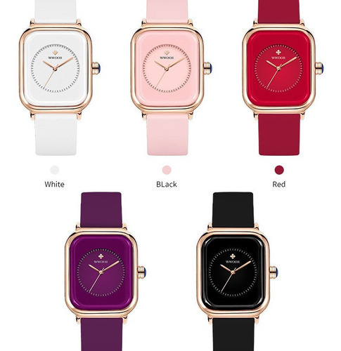 Reloj De Cuarzo Wwoor Square Fashion Para Mujer Color Del Fondo Rosa