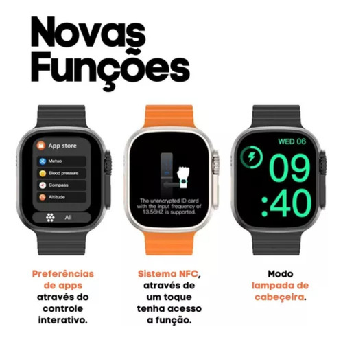 Smartwatch Ultra X10 49mm Serie Nfc Gps Brindes Lançamento