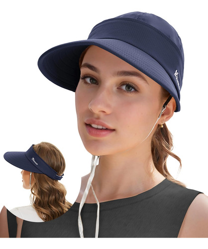 Sombrero De Sol 2 En 1 Upf 50 Para Mujer Ala Ancha Plegable