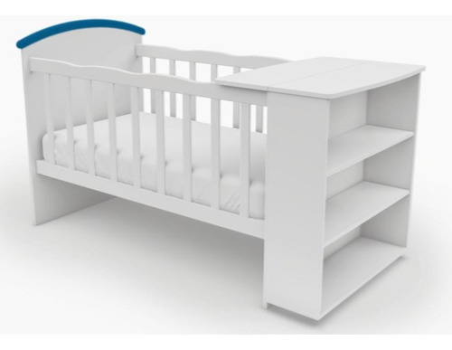 Cuna Laqueada C/modulo Estantes Y Cambiador