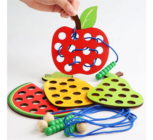 Juguetes Educativos Madera Para Aprender A Ensartar Fruta