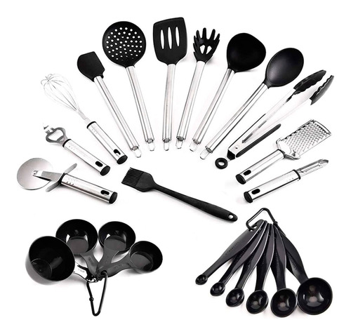 Utensílios Para Cozinha Silicone E Aço Inox 23 Peças Premium