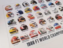 Comprar Posters Adesivos Capacetes Formula 1 1988 1989 1990 1991 A4