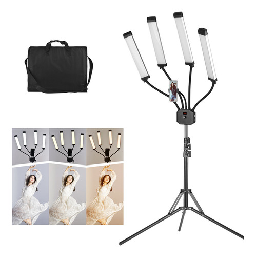 A Luz Led De Vídeo Ible De 4 Brazos Con Soporte Y Bolsa For