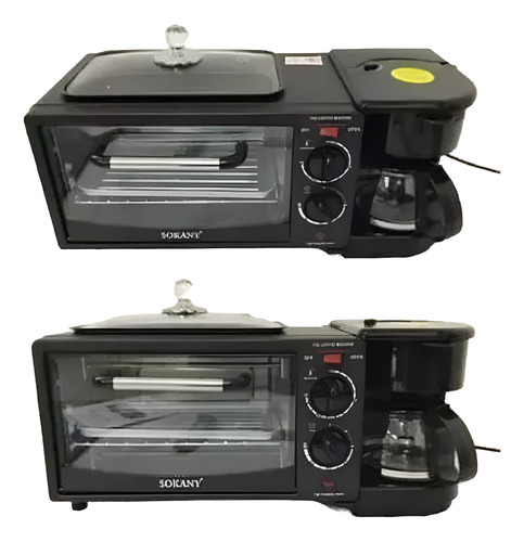 Máquina Para Hacer Desayuno 3 En 1 Horno Cafetera Sartén