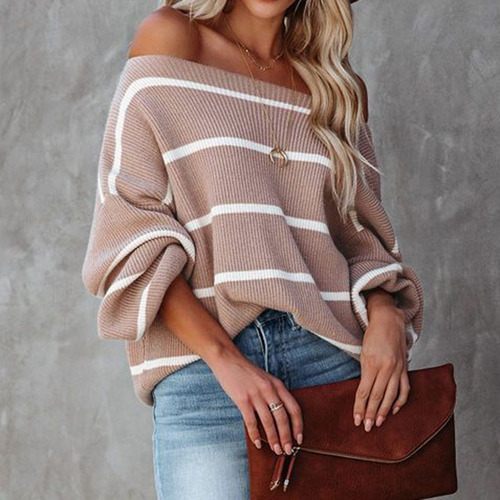 Women's Fashion Striped Off Shoulder Sweater