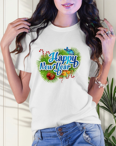Playera Navidad Happy New Year Dulces Bastón Amigos Fiesta