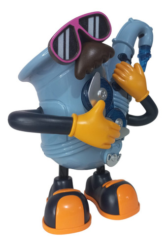 Brinquedo Robô Eletrônico Saxofone Guitarra Dança Musical Cor Robô Sax Azul Personagem Mr Sax