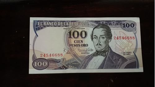 Billete De 100 Pesos De Colombia