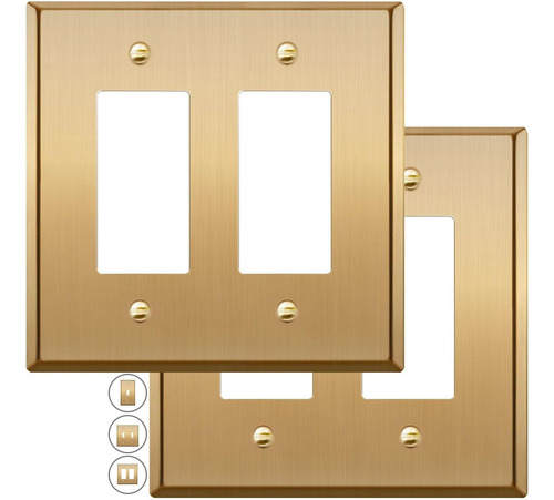 Placa De Pared Interruptor De Luz Doble De Metal Dorado...