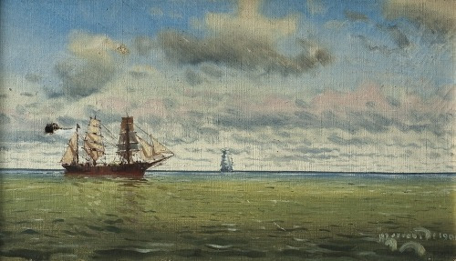 Manuel Larravide - Mar Calmo - 1900 - Lámina 45x30 Cm.