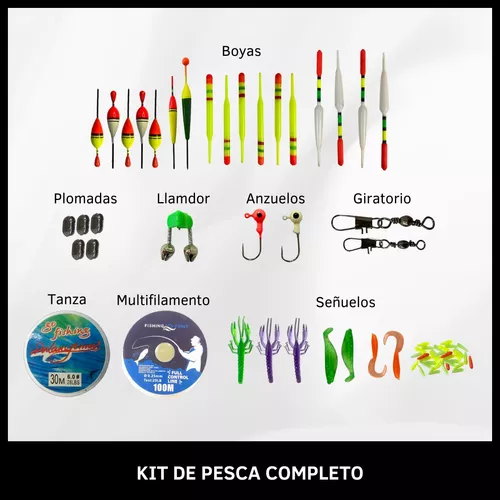 Combo De Pesca Variada Kit Caña 2.40mt + Reel + Accesorios