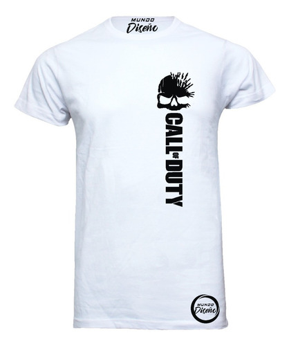 Polera De Hombre Manga Corta Call Of Duty Calavera Vertical