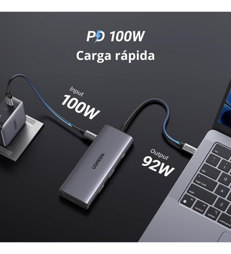 Hub Usb-c 7 En 1 Cm498 Ugreen 2 Usb-a, 2 Usb-c, 1 Hdmi 4k/60
