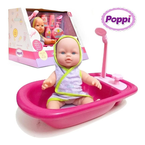 Bebe 31cm - Mi Primer Bañito - Con Accesorios - Poppi - Sofi