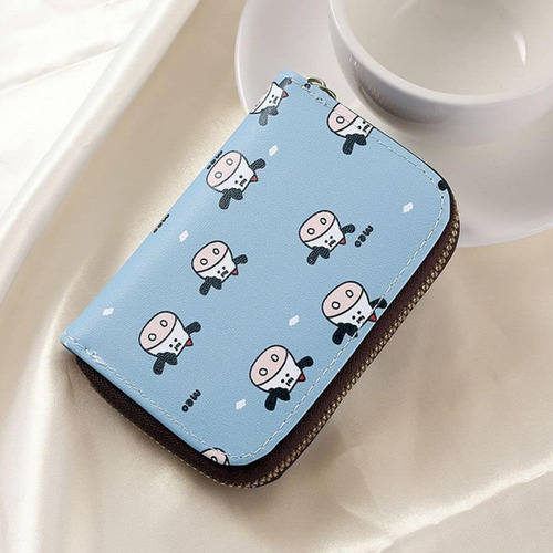 Billetera De Mujer Monedero Mujer Wallet Cuero Pu Vaca Color Celeste