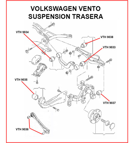 Kit Suspension Trasera 16 Bujes 2 Bieletas Volkswagen Vento
