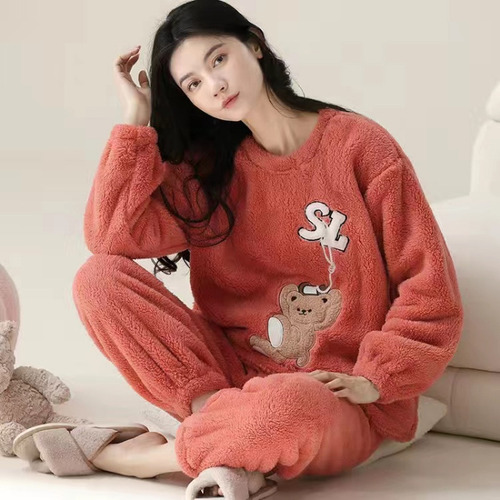 Pijama Lixiang De Otoño E Invierno Engrosado Con Franela Par