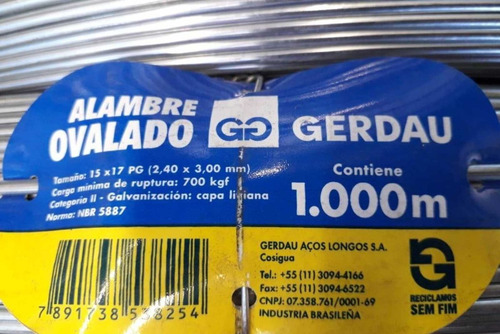 Alambre Ovalado Alta Resistencia 17 X 15 Mm - Gerdau