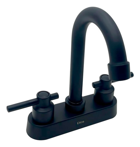 Mezcladora De 4 Tipo Bar Para Lavabo Cuello Alto Negro Dica Acabado Mate