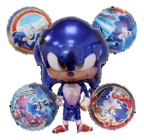 Set De Globos 5 Piezas Sonic Cumpleaños