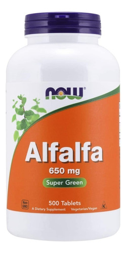 Alfalfa 650 Mg 500tabletas, Now,