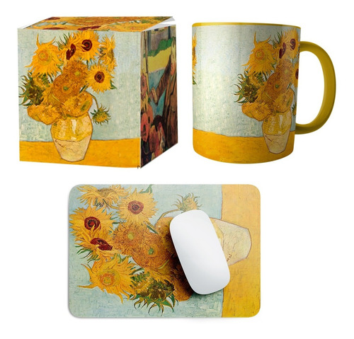 Paquete De Mouse Pad Y Taza  De Los Girasoles Van Gogh