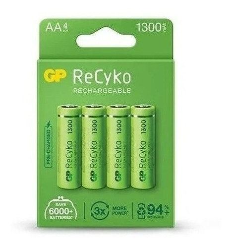 Pilas Recargables Aa 1300 Mah Gp Recyko (x4 Unidades)