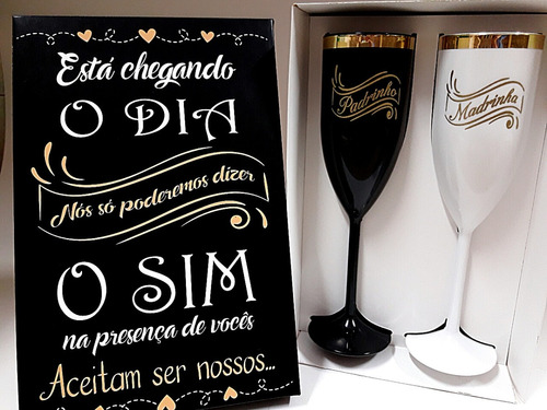 Kit 4 Caixas  Madrinha Padrinho Noivado Casamento Lembrança