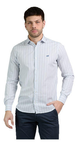 Camisa Rayada Bordada Slim Fit Hombre Mistral 35057-4