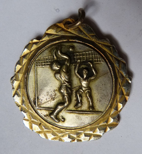 Antigua Medalla De Voley Dorada Plateada Sin Grabar 30 Mm