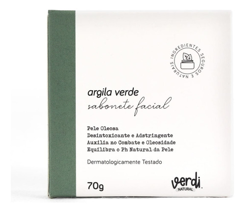 Sabonete Facial Em Barra Vegano Argila Verde Verdi Natural