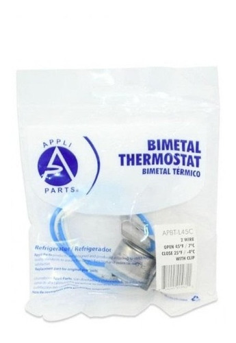 Bimetal Termico 2 Cables Abre 45f Cierra 25f Con Clip Appli 