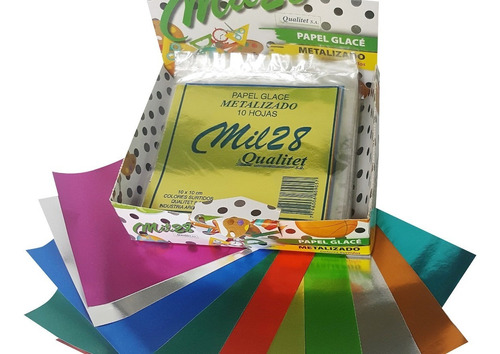 Papel Glace 1028 Metalizado 10x10cm Pack X 100 Sobres De 10u