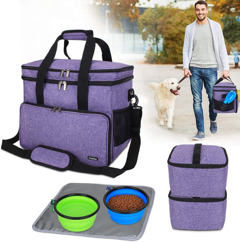 Bolsa De Viaje Teamoy De Doble Capa Para Perro Con 2 Cuencos