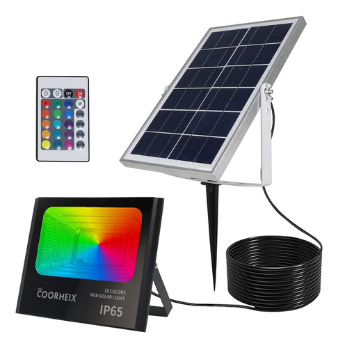 Coorheix Rgbw Luces De Inundación Solar Al Aire Libre Con Co