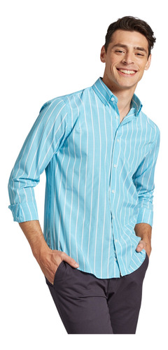 Camisa Devré Sport Rayada Celeste Hombre 42d250 