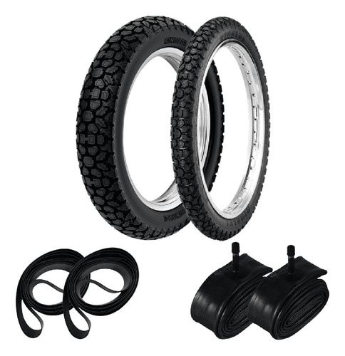 Par Pneu 110/90-17 + 90/90-19 Wh21 Rinaldi+ Camaras + Cintas