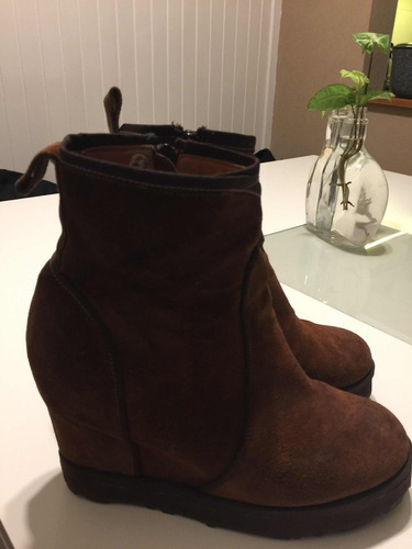 Botas Gamuza Tostado T36 Taco Chino Escondido Pre Cio Sas!!!