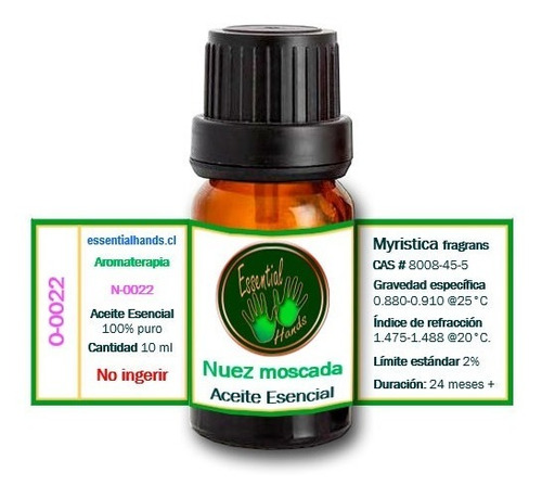 Imagen 2 de 2 de Nuez Moscada 10 Ml - Aceite Esencial - Aromaterapia