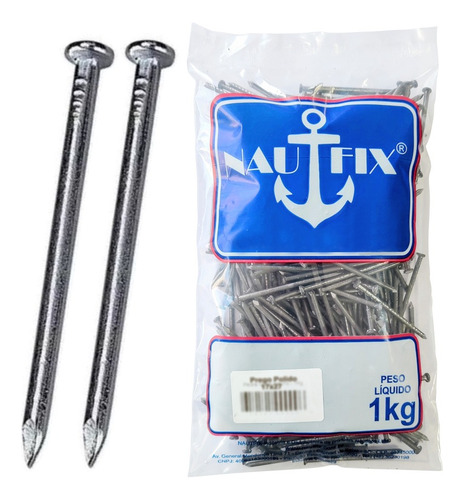 Prego Com Cabeça Polido Liso 20x42 Nautfix 1kg Comprimento 97 Mm Diâmetro Nominal 5 Mm
