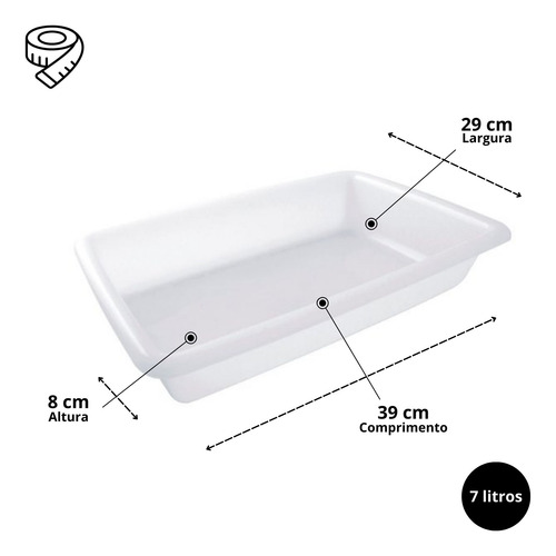 Bandeja Retangular Multiuso De Plástico Branco 7l Açougue