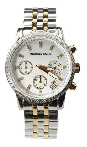 Relógio Michael Kors Mk5057 Orig Chron Anal Gold Silver