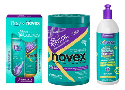 Novex Meus Cachos 4 Productos Tratamiento 1k Y Crema 500ml