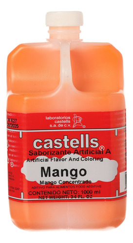 Concentrado Castells Sabor Mango 1000 Ml (sabor Y Color)
