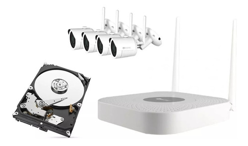 Kit De Camaras Seguridad Vigilancia 4ch Wifi 1080p+ Disco1tb