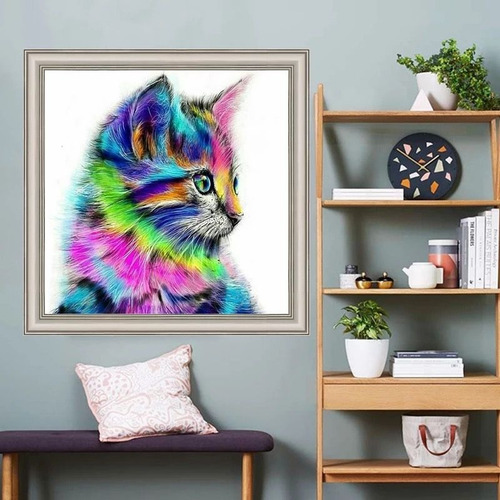 Diamond Painting Gato 30 X 30 Cm + Accesorios Arte Decora