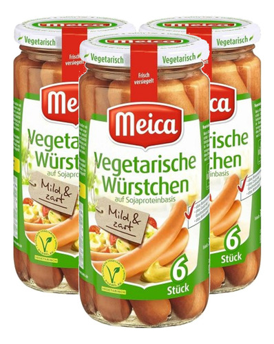 Salsichas Vegetarianas Meica 200g Alemanha (3 Vidros)