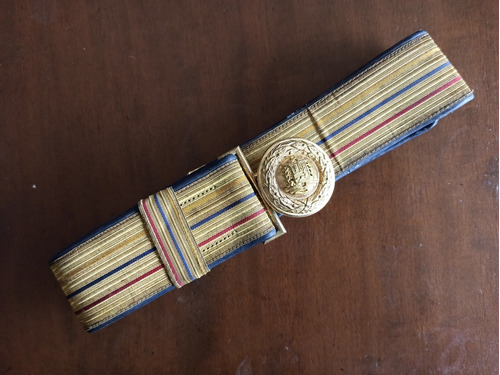 Antiguo Cinturon De Coronel Del Ejercito Años 50 Hebilla Oro